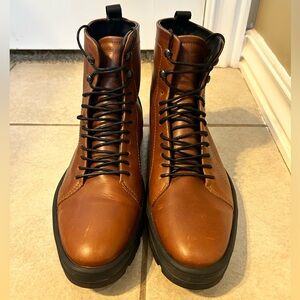 Radix Lab Hood Wurkshu Brown Leather Mens Combat Boots, Size US 10